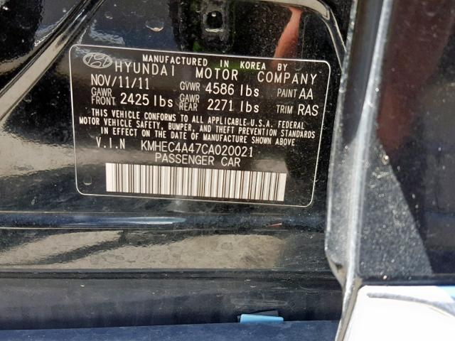 KMHEC4A47CA020021 - 2012 HYUNDAI SONATA HYB BLACK photo 10