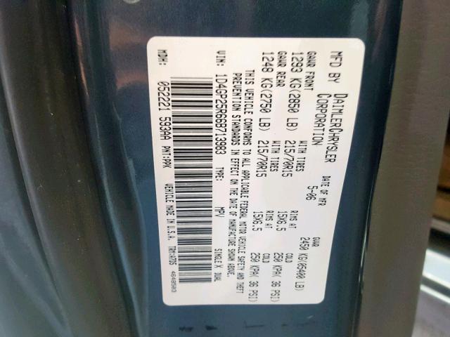 1D4GP25R66B713983 - 2006 DODGE CARAVAN SE GRAY photo 10