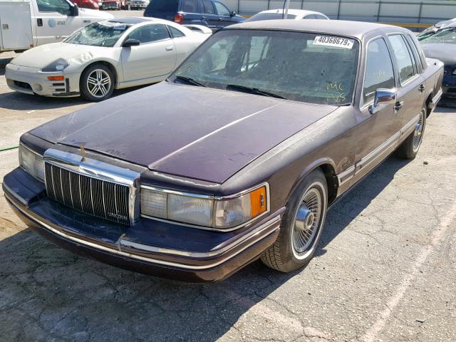 1LNCM81W0MY722221 - 1991 LINCOLN TOWN CAR E MAROON photo 2