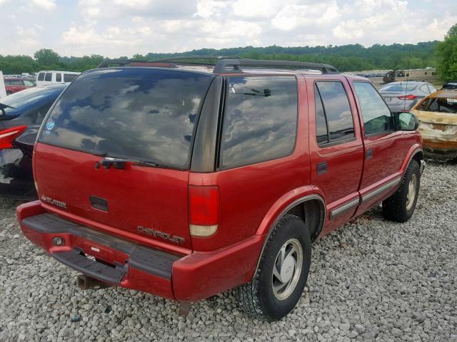 1GNDT13W012219455 - 2001 CHEVROLET BLAZER RED photo 4