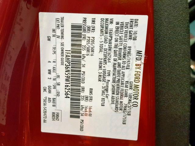 1FAHP36N59W162564 - 2009 FORD FOCUS SES RED photo 10