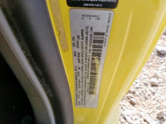 3VWSR31C06M403813 - 2006 VOLKSWAGEN NEW BEETLE ყვითელი ფოტო 10