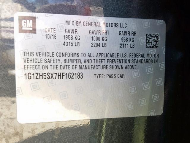 1G1ZH5SX7HF162183 - 2017 CHEVROLET MALIBU PRE 石墨色 照片 10