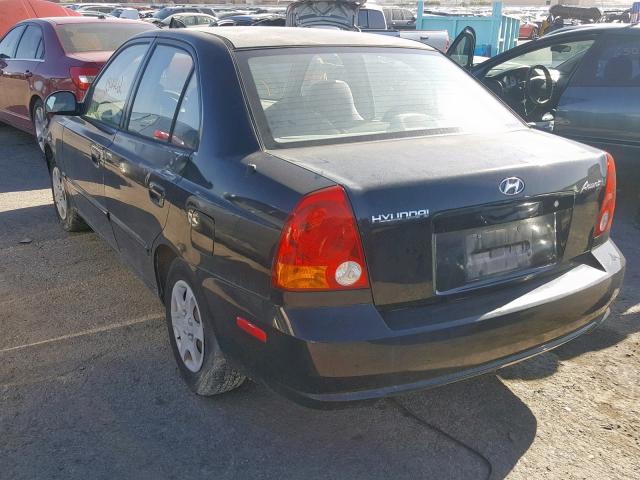 KMHCG45C25U594072 - 2005 HYUNDAI ACCENT GL BLACK photo 3