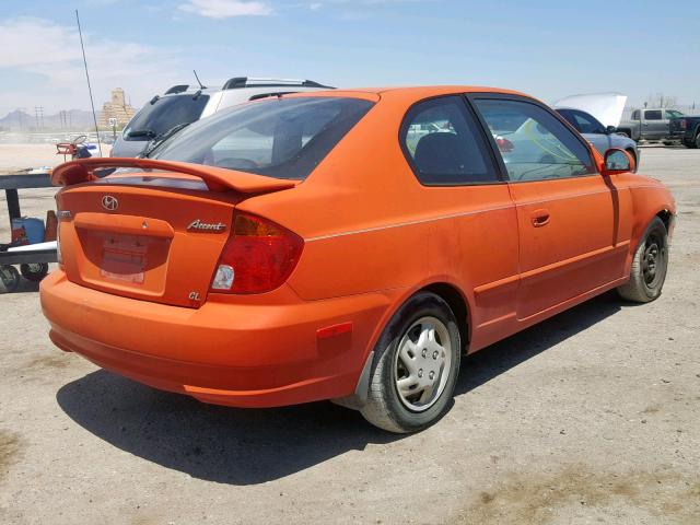 KMHCG35C23U250331 - 2003 HYUNDAI ACCENT GL RED photo 4