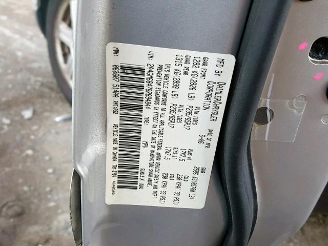 2A4GM68476R894844 - 2006 CHRYSLER PACIFICA T SILVER photo 10