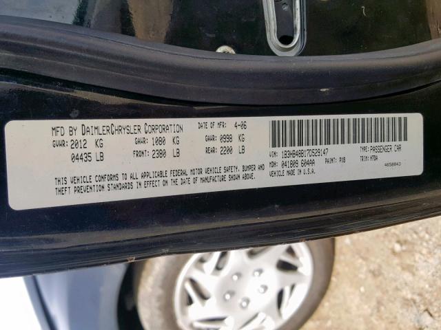 1B3HB48B17D529147 - 2007 DODGE CALIBER SX BLACK photo 10