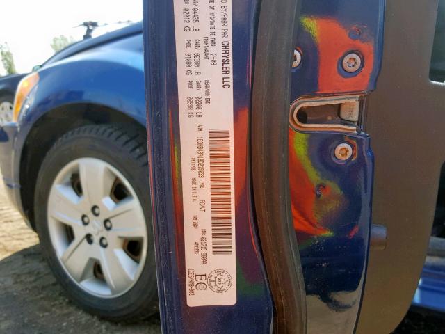 1B3HB48A19D219039 - 2009 DODGE CALIBER SX BLUE photo 10