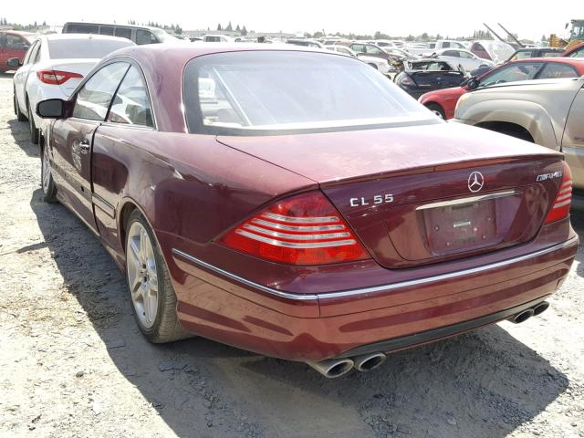 WDBPJ74J03A034220 - 2003 MERCEDES-BENZ CL 55 AMG BURGUNDY photo 3