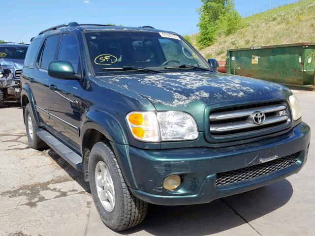 5TDBT48A32S094167 - 2002 TOYOTA SEQUOIA LI GREEN photo 1