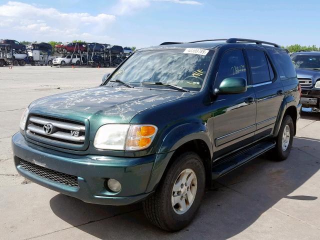 5TDBT48A32S094167 - 2002 TOYOTA SEQUOIA LI GREEN photo 2