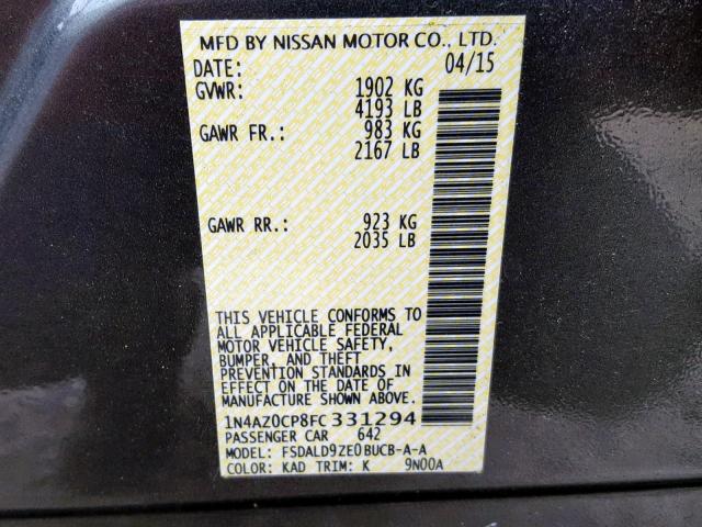 1N4AZ0CP8FC331294 - 2015 NISSAN LEAF S GRAY photo 10