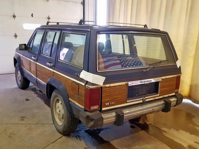 1JCWC7561FT137171 - 1985 JEEP WAGONEER L BLUE photo 3