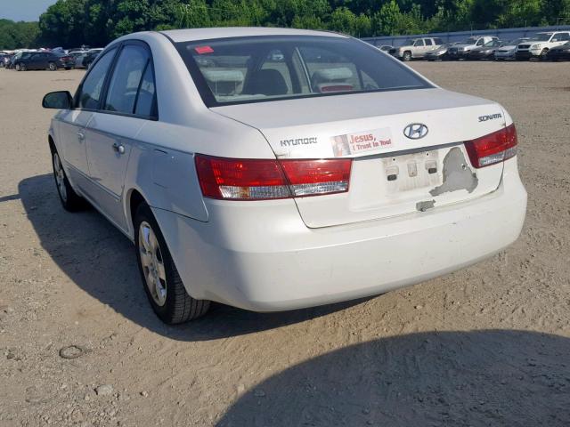 5NPET46C76H135560 - 2006 HYUNDAI SONATA GL WHITE photo 3