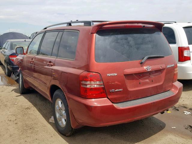 JTEHF21A830102375 - 2003 TOYOTA HIGHLANDER RED photo 3