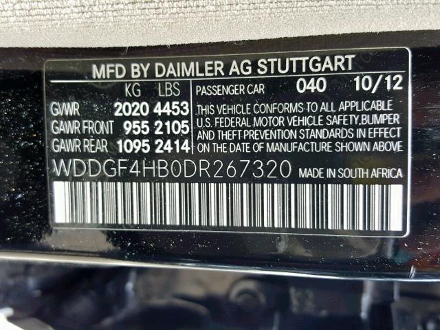 WDDGF4HB0DR267320 - 2013 MERCEDES-BENZ C 250 BLACK photo 10