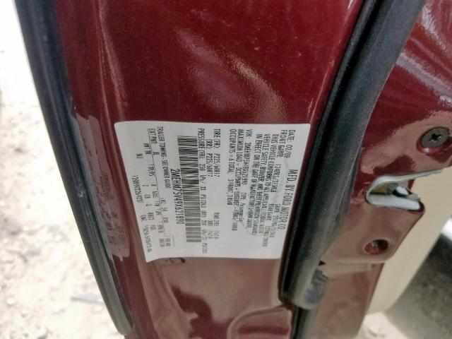 2MEHM75V49X621890 - 2009 MERCURY GRAND MARQ MAROON photo 10