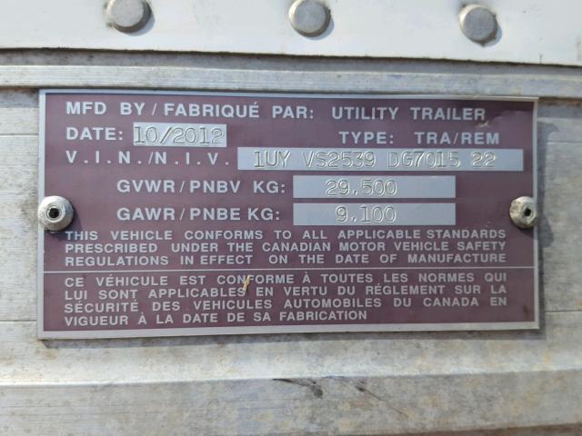 1UYVS2539DG701522 - 2013 UTILITY TRAILER WHITE photo 10