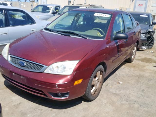 1FAHP34N06W130636 - 2006 FORD FOCUS ZX4 BURGUNDY photo 2