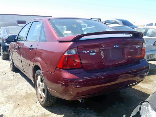 1FAHP34N06W130636 - 2006 FORD FOCUS ZX4 BURGUNDY photo 3