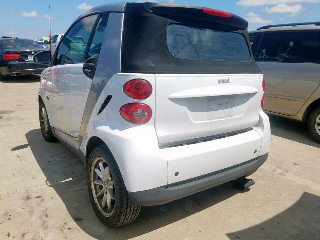 WMEEK31X78K125317 - 2008 SMART FORTWO PAS WHITE photo 3