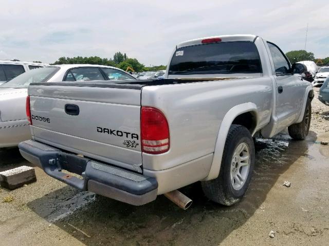 1D7FL16X33S294049 - 2003 DODGE DAKOTA SXT SILVER photo 4