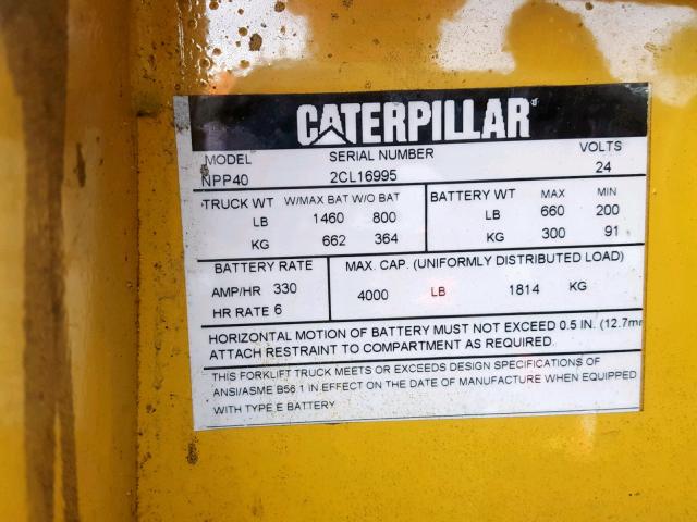 2CL16995 - 2003 CATERPILLAR LIFT TRUCK BLACK photo 10