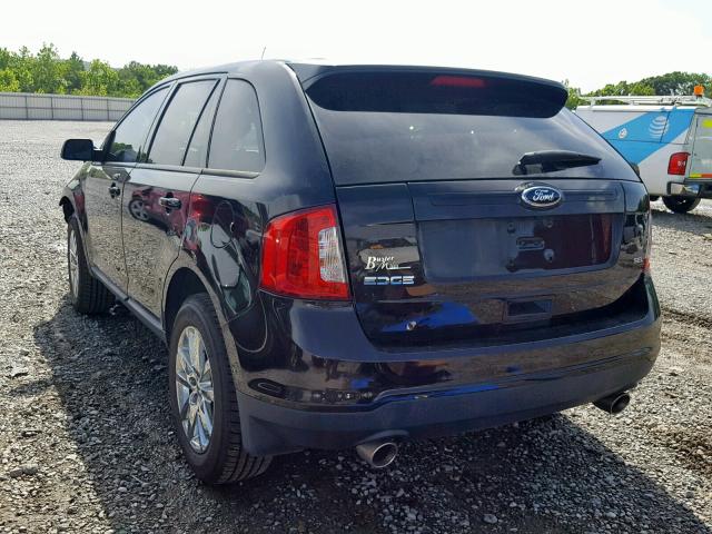 2FMDK3JC0DBC33088 - 2013 FORD EDGE SEL BLACK photo 3