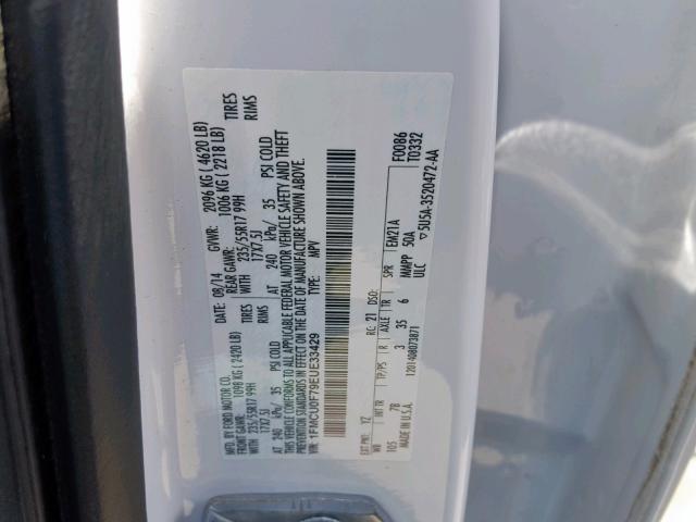 1FMCU0F79EUE33429 - 2014 FORD ESCAPE S WHITE photo 10