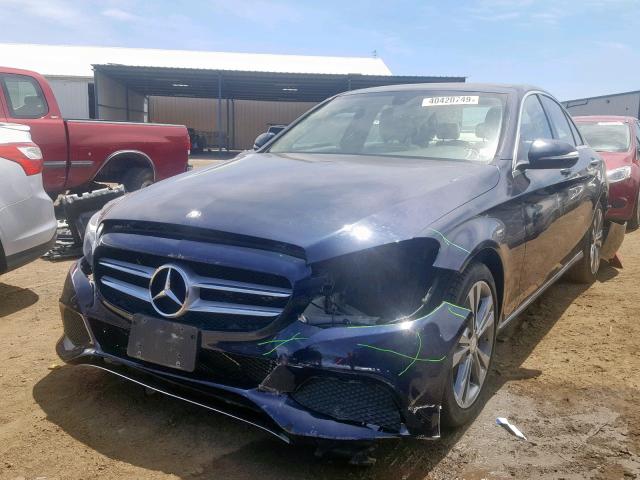 55SWF4KB6FU040932 - 2015 MERCEDES-BENZ C300 4MATI BLUE photo 2