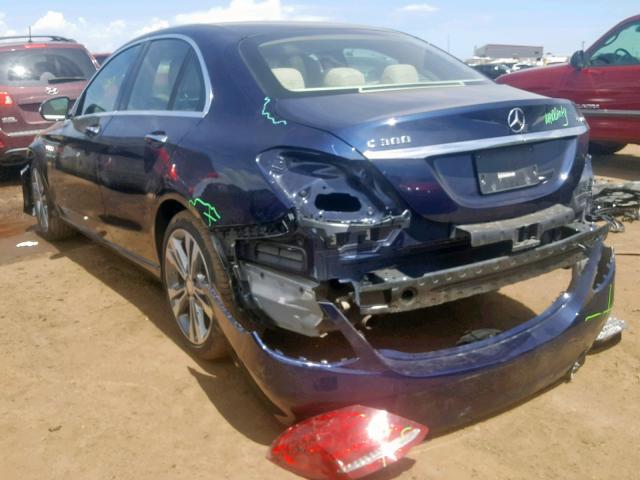 55SWF4KB6FU040932 - 2015 MERCEDES-BENZ C300 4MATI BLUE photo 3