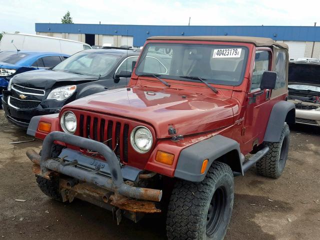 1J4FY19S8WP756764 - 1998 JEEP WRANGLER / BURGUNDY photo 2