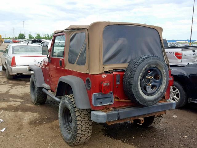 1J4FY19S8WP756764 - 1998 JEEP WRANGLER / BURGUNDY photo 3