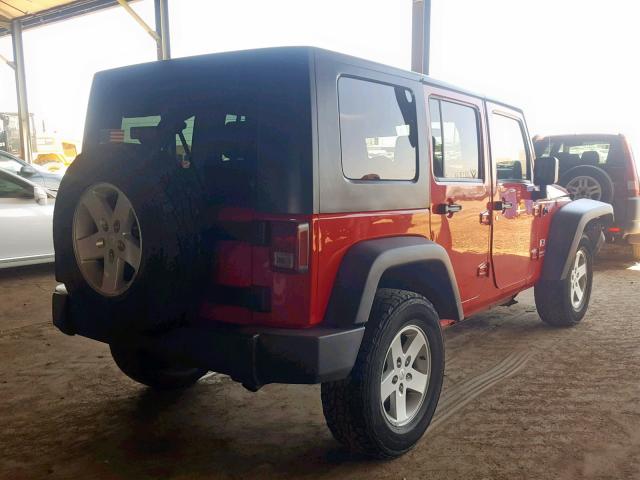 1J4GA39167L108277 - 2007 JEEP WRANGLER X RED photo 4