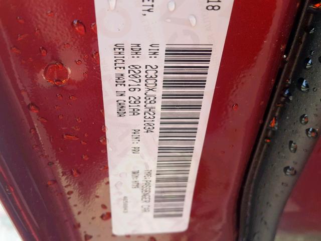 2C3CDXJG9JH231034 - 2018 DODGE CHARGER GT RED photo 10