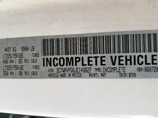 3C7WRVPG6JE143627 - 2018 RAM PROMASTER 白色 照片 10