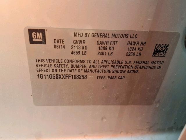 1G11G5SXXFF108258 - 2015 CHEVROLET MALIBU LTZ 银色 照片 10