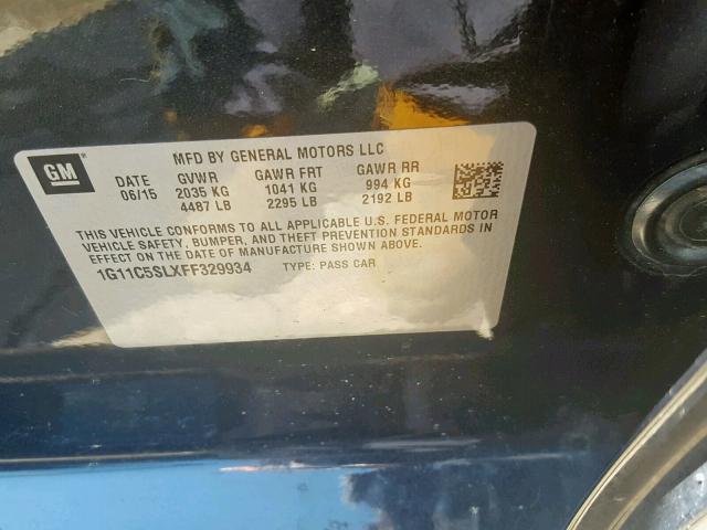 1G11C5SLXFF329934 - 2015 CHEVROLET MALIBU 1LT 黑色 照片 10