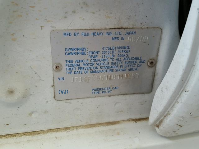 JF1SF65671H741889 - 2001 SUBARU FORESTER S Ağ foto 10