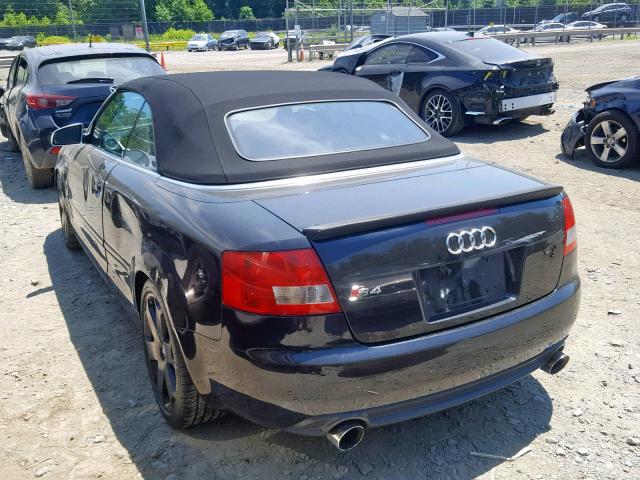 WUARL48H65K900447 - 2005 AUDI S4 QUATTRO BLACK photo 3