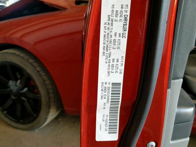 2B3KA33V29H600091 - 2009 DODGE CHARGER SX RED photo 10