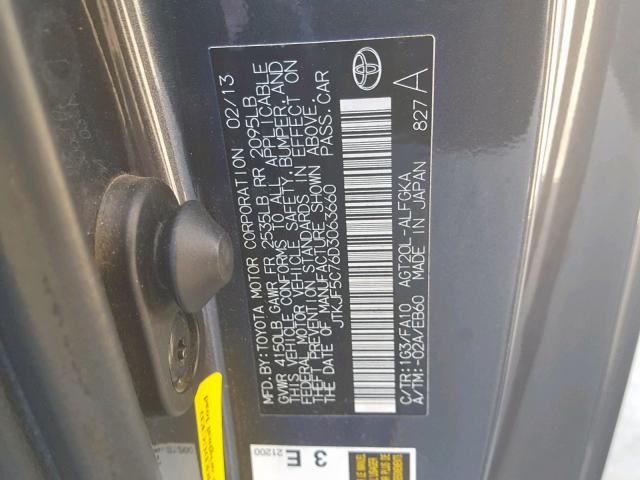 JTKJF5C76D3063660 - 2013 TOYOTA SCION TC ნაცრისფერი ფოტო 10