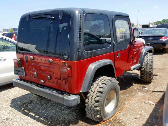 1J4FY19S3XP432686 - 1999 JEEP WRANGLER / RED photo 4