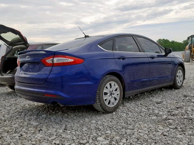 1FA6P0G74E5366200 - 2014 FORD FUSION S BLUE photo 4