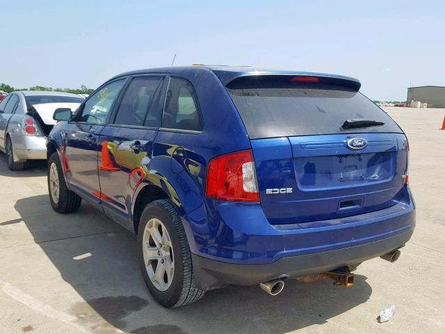 2FMDK3JC3DBC59264 - 2013 FORD EDGE SEL BLUE photo 3