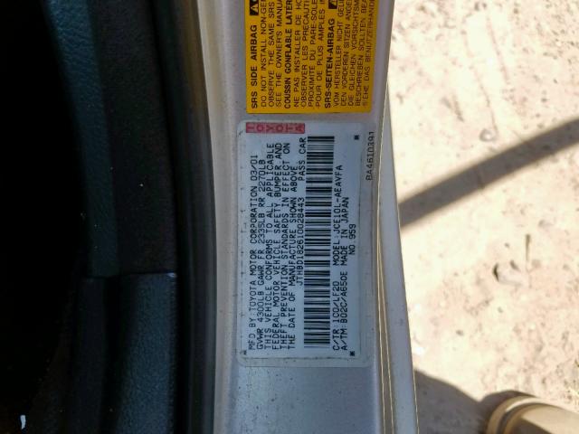 JTHBD182610028443 - 2001 LEXUS IS 300 SILVER photo 10