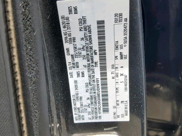 1FMCU0GX8EUD09151 - 2014 FORD ESCAPE SE GRAY photo 10