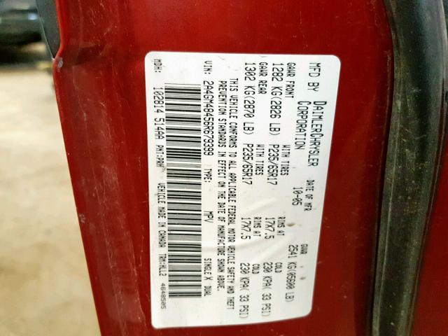 2A4GM48456R679399 - 2006 CHRYSLER PACIFICA RED photo 10