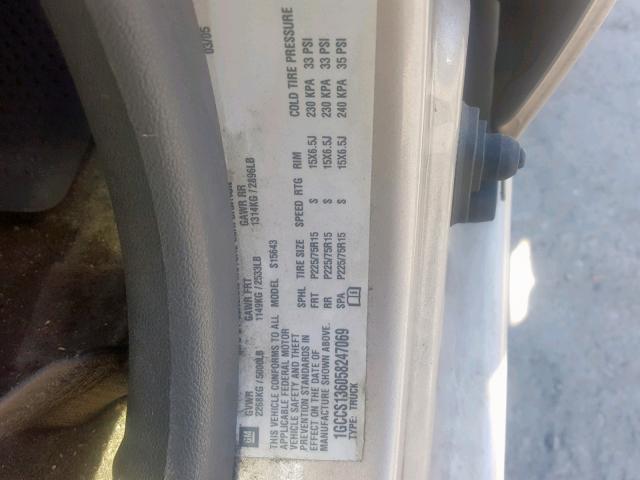 1GCCS136058247069 - 2005 CHEVROLET COLORADO BEIGE photo 10