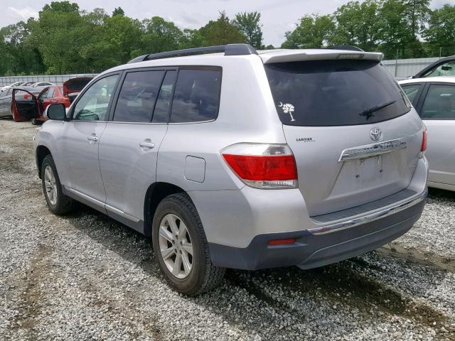 5TDBK3EH0DS216114 - 2013 TOYOTA HIGHLANDER SILVER photo 3